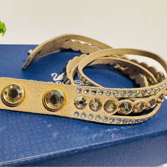 Swarovski Power Slake Tan Double Wrap Crystal Bracelet - Picture 8 of 14